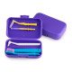 Orthodontic set for care of braces with a mono-beam brush, purple